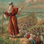 Israelites crossing the Red Sea, from a 1907 Bible card